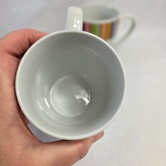 TWO Tabletops Gallery Westwood Mugs White Multicolor Stripes - Picture 9 of 10